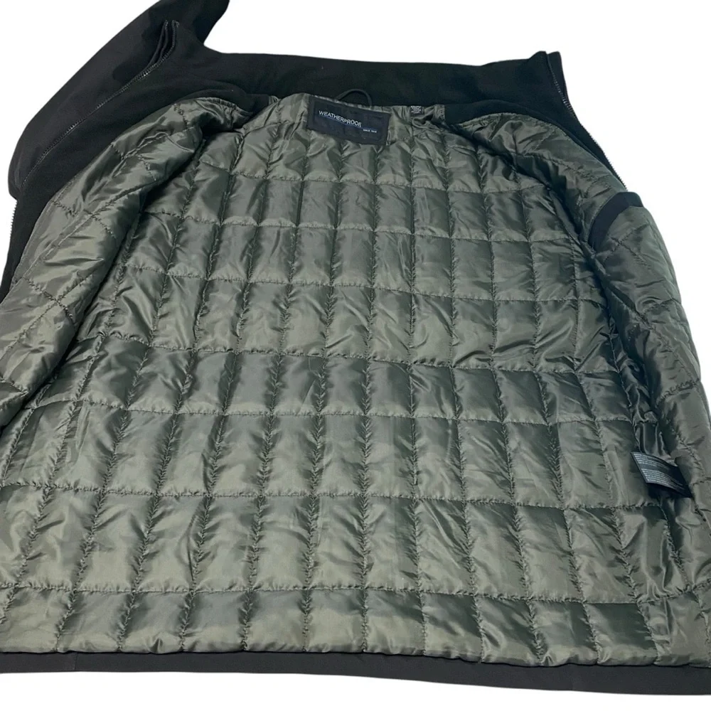 Weatherproof Mens Outerwear Black Quilted‎ Lining Removable Hood Pockets XXL